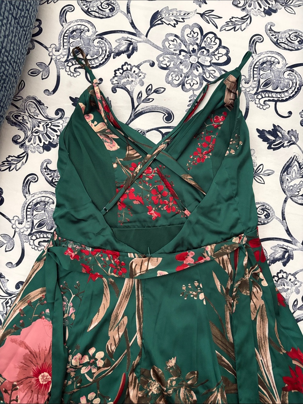 Lulu's Emerald Green Floral Maxi Slip Dress - Picture 4 of 5